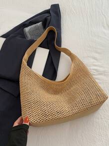 Minimalist And Stylish Casual Handbag, New 2024 Autumn Vintage Fashion Underarm Bag, Solid Color Shoulder Commuter Bag