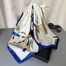 Pañuelo cuadrado de seda de 70*70cm con estampado de moda de lujo para mujeres, banda de cabello de satén suave, pañuelo, corbata, diadema femenina, foulard, cinta de bolso - A0241-30 - Ver 24