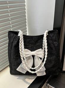 Bow Accent One Shoulder Tote Bag, Vacation Style