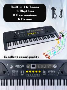 61-Key Portable Electronic Keyboard Piano With Mic & USB Port – Digital Music Instrument With Built-In Songs, Recording & Playback, Adjustable Volume – Ideal For Beginners, Teens & Adults