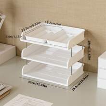 4/3/2 Layers Transparent/White Desktop Organizer With Multi-Compartment Pen Tray, A4 File Holder – Easy Assembly, Minimalist Design, Large Capacity Multifunctional Stationery Shelf For Office, Student Desk Organization, Back To School