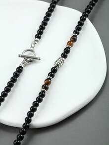 Fashionable and Popular Men Beaded Necklace for Jewelry Gift and for a Stylish Look - Black - View 3
