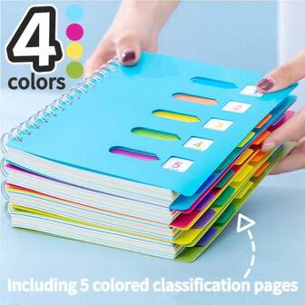 Cuaderno grueso A5, 120 hojas/240 páginas, cuaderno de espiral de colores, diario de oficina clasificado con divisores y bobinas de alambre, tamaño B5, artículos escolares, de vuelta a la escuela