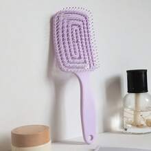 1pc Large Curved Comb, Fluffy Volumizing Teasing Brush For Long Hair, Plastic Bristle Comb Designed For All Hair Types - Soft Detangling Brush For Wet Or Dry Hair, Resin Handle - Multicolor - View 10