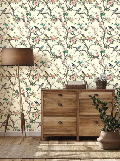 1Roll 1m/3m/5m Flower Bird Flowers St ing On Branches, Retro Home ation, Kitchen Cabinets, Tables Chairs, Room Backgrounds, Renovation, DIY, Waterproof, Stain Resistant, Easy To Clean, Self Adhesive, Peel Paste Wallpaper, Wand Stickers, Wallpaper Stickers view 3