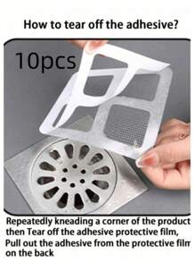 50pcs/30pcs/10pcs/5pcs Disposable Bathroom Sink Hair Catcher, Self-Adhesive Drain Cover, Reusable Shower And Bathtub Hair Catcher, Easy To Install Drain Filter Stickers For Kitchen Sink, Laundry Room, Effectively Block Hair And Prevent Insects, Bathroom Cleaning, Disposable