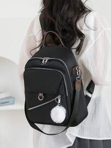 Women's Fashionable Large Capacity Versatile Backpack With Rivets, Handbag, Shoulder Bag For Commuting, Students, Mothers - Black - View 5