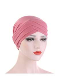 1pc Stretch Forehead Crossed Turban Hat Women Solid Color Hijab Hat Casual Elastic Head Wrap Lightweight Chemo Hat Headscarf Hats Bonnet Hair Bonnet Turban