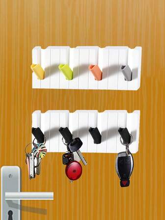 قطعة واحدة من خطاف الحائط ذو شكل مفاتيح البيانو الابتكارية، لتعليق الملابس والقبعات والمفاتيح والحقائب دون الحاجة إلى ثقب