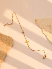 1pc Simple Cross Pendant Rhinestone Bracelet Suitable For Women Daily, Date And Party Wear - Bracelet - View 6