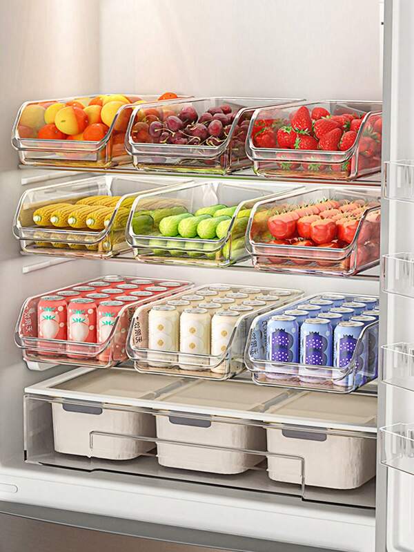 1pc/2pcs/4pcs Refrigerator Storage Boxes, Egg Holders, Containers, Large Capacity Vegetable & Fruit Organizer Boxes, Kitchen Storage Containers, Suitable For Kitchen & Dining, Kitchen Utensils, Kitchen Accessories