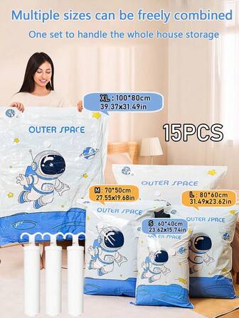 15/4/1pcs Vacuum Compression Storage Bags [Pump Not Included] - Suitable For Clothes, Bedding, Closet Organization, Saves 80% Space, Travel Storage Bags (4 Size Options) - Decorative Items, Autumn Decor, Holiday Decor, Room Decor, Home Decor, Bedroom Decor