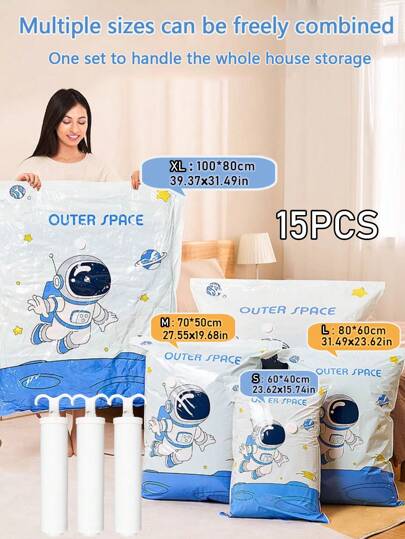 15/4/1 Stück Vakuum-Kompression Tasche [Pumpe nicht enthalten] für Kleidung, Bettdecken, Schrank Lagerung - spart 80% Platz, Reise-Aufbewahrungstasche (4 Größen verfügbar) Dekorationen Herbst Dekor Fest Dekor Zimmer Dekor Heim Dekor Herbst Dekor Schlafzimmer Dekor