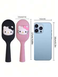 Sanrio 1 Pc/2 Pcs Women Hello Kitty Cartoon Portable Hair Brush, Portable Paddle Hair Brush, Cute Cartoon Decor Hair Massage Comb, Suitable For Gentle Scalp Massage And Combing Normal Hair, Soft Cushion Brush, ABS Plastic Handle, Portable, Beauty And Personal Care Hair Styling Tools, Women Valentine's Day/Birthday Gift, Comb Color Randomly Distributed, Adjustable Curved Bristles