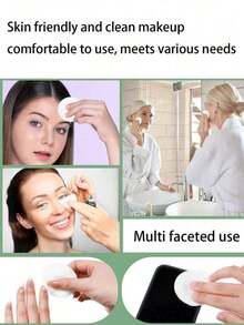 100/200片一次性圆形卸妆棉，3层加厚双面清洁垫，5.8*5.8厘米旅行装 - 彩色 - 查看 9