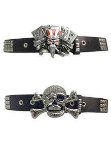 Soul Collision Rivet Belt, American Wide Multi-Hole Stylish Buckle Belt, Goth Dark Style Waistband Suitable For Halloween Costume, Versatile Daily Wear