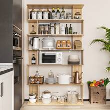 Open Rack, Open Shelf, 6 Levels, Large Capacity, Slim, 3 Levels, Width 120 X Depth 30 X Height 208 Cm, Stylish, Natural, High Type, Storage, Wooden, Display, Shelf, Bookshelf, Kitchen Rack, Rack, Shelf, Open Rack Suitable For A Wide Range Of Uses And Various Scenes - 黃色 - 查看 11