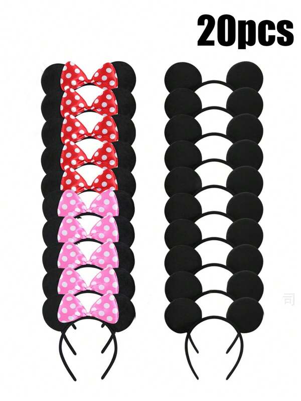 Sanrio Disney 6pcs Disney Mickey And Minnie Mouse Ear Headbands, Suitable For Party Favors And Costume, Great For Weddings, Birthdays And Holiday Celebration