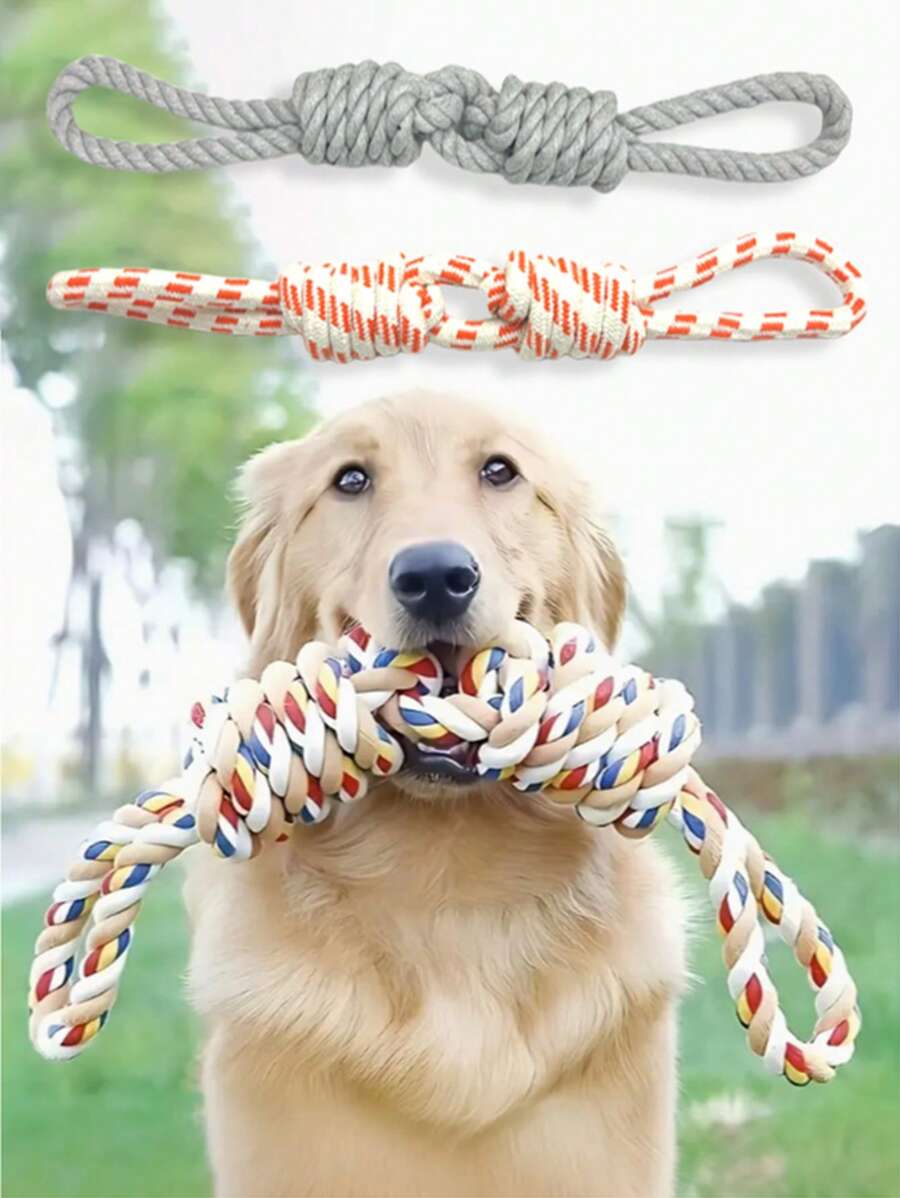 [1pc Durable Dog Toy] 1pc Durable Braided Rope Dog Toy | Interactive Chew And Tug Play, All-Breed Friendly | Random Color Design, Large Breeds, Puppy Toys