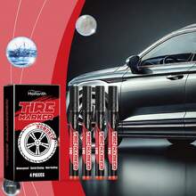 4pcs Bolígrafos de Pintura para Neumáticos de Coche Homonth Rojo Color No Desvanecible Pintura Duradera Creativa DIY Retoque Bolígrafos de Pintura Portátiles Creativos para Neumáticos - 1 caja - Ver 6