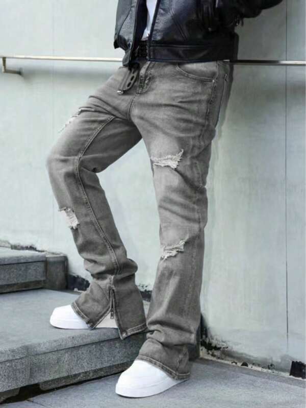 جينز رجالي ضيق المقاس من القماش المرن أنيق بطراز الشارع الهيب هوب الكاجوال ، طراز الراعي الأزياء المبتكر