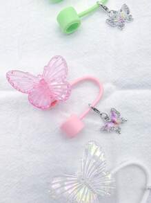 10 mm/0,4 pol. Tampas de Palha de Silicone para Copo, Acessórios Compatíveis com , Copo de 30/40 Oz com Alça, Tampa de Palha com Design de Borboleta, Tampa de Palha com Borboleta Colorida de Glitter, Tampa de Palha com Pingente de Borboleta, Tampa de Palha com Borboleta a Laser, Tampa de Palha à Prova de Poeira e Decoração Fofa de Borboleta, Presentes para Aniversário, Dia dos Namorados, Reunião Familiar, Dia das Mães