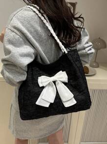 Bow Accent One Shoulder Tote Bag, Vacation Style
