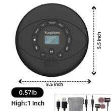 CD-Tragbarer Spieler, Bluetooth-Drahtlosverbindung, USB-Aufladung + AUX-Kabeleingang, HiFi-Soundqualität, LCD-Displaybildschirm, geeignet für Auto, Zuhause, Outdoor-Nutzung, 3-in-1-Geschenk