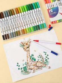 12/24/36/48/60/80 Color Double-Sided Marker Pens, Fine Tip Brush Pens For Sketching, Watercolor, Professional Drawing, Suitable For Back To School Supplies