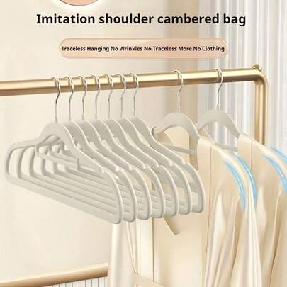 10 buc. Umerașe plușate cu suprafață groasă, antiderapantă, fără urme, pentru utilizare uscată și umedă, organizator de dulap plușat de înaltă calitate, ideal pentru casă și cămin, accesorii pentru garderobă care economisesc spațiu și protejează articolele delicate și mențin hainele netede, umerașe durabile pentru cămăși, bluze, pulovere, jachete și haine de exterior, maximizează organizarea dulapului, reduc puful, previn cutele, ușoare, dar rezistente, ușor de agățat și de îndepărtat, ideale pentru mediile de călătorie.