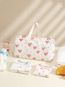1 pezzo Borsa fasciatoio rosa con stampa di cuori carini per neonati, zaino di maternità con grande capacità per pannolini, biberon, salviette, borsa da viaggio leggera, regalo per mamme