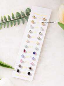 12 Pairs Fashionable Minimalist Cute Faux Pearl Round Stud Earrings Set, Jewelry Accessories For Daily Wear
