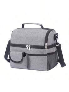 1pc Insulated Lunch Bag Large Tote With 2 Compartments, Shoulder Strap, Ice Bags For Summer Camping BBQ, And Leakproof Design - Reusable Thermal Lunch Box For Men, Women, And Adults - Ideal For Office Work, School And Picnic Bag For School School Accessories School Stuff - Multicolor - View 9