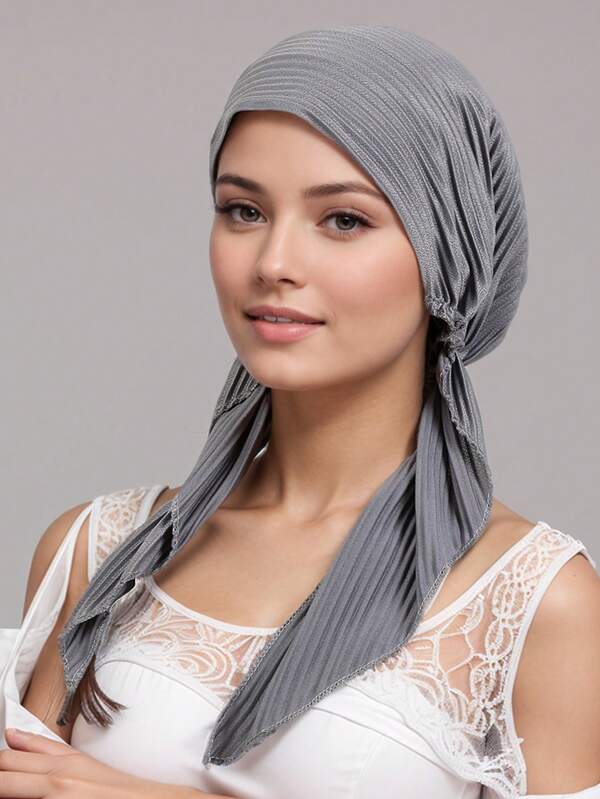 1pc Women's New Elastic Breathable Comfortable Ruched Turban Slouchy Snood Hat, Elegant & Sophisticated Daily Wear, Chemo Cap