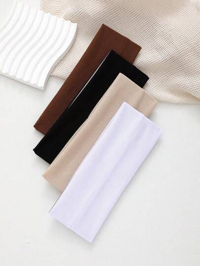 4 件女士宽弹力吸汗带，柔软头带，适合瑜伽、跑步、健身、运动