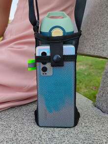 1件水瓶與手機網格收納袋，可攜式登山水杯收納包，附可調節肩帶，旅行配件，沙灘包 - 彩色 - 查看 8