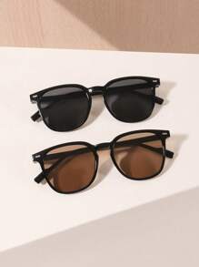 1/2/3 piezas Gafas de mujer con montura cuadrada casual de acrílico de moda en color negro, adecuadas para vacaciones, salidas y atuendos diarios, también para verano, playa, al aire libre y viajes