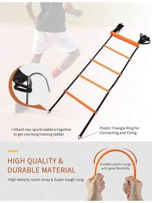 Agility Ladder Speed Training Ladder Workout Ladder With Or 10 Cones 12 Rung 20ft With Resistance Parachute - Orange-10 Cones - View 5