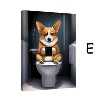 1/3pcs Interesting Animal Bathroom Wall Arts Canvas Posters, Optional Frame Hanging For Bathroom And Home Decoration ,Wall Art With Frame - Multicolor - View 38