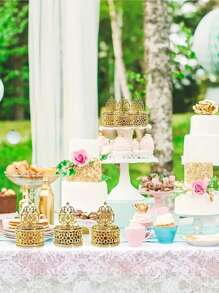 12pcs Mini Metal Candy Gift Boxes With Golden Lid, Intricate Filigree Design, For Wedding Favors, Party Perfect For Weddings, Parties, & Evening Receptions