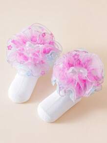 1 par de calcetines de tobillo con adorno de encaje, elegante estilo princesa para danza, primavera/verano para niñas