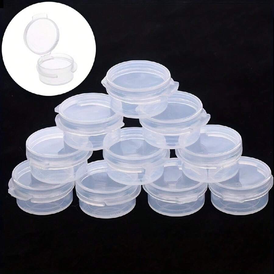 5/10/20/50pcs Sample Transparent Plastic Bottle, 5g Transparent Plastic Button Cap, Mini Q Cover,Small Mini Cosmetic Container Jars Suitable For Nail Art, Jewelry, Powder And Lip Balm