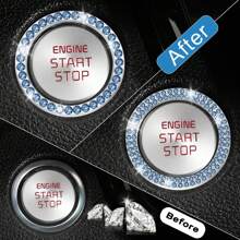 2 Stücke Strass Auto Start-Stopp Dekorationsring, glitzerndes Auto Innenausstattung Zubehör für Frauen, Start-Taste Abdeckung/Aufkleber, Schlüssel-Zündung & Knauf Glitzerring, farbig