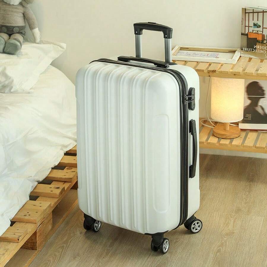 24-Inch Spinner Suitcase, Lockable Hardside Travel Luggage For Men & Women Bag For School School Accessories School Stuff - White - View 1