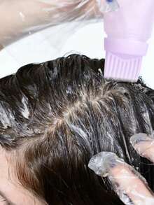 زجاجة صبغ الشعر البلاستيكية مع أسنان المشط وعلامات المقياس، زجاجة تلوين الشعر المسمكة للصالون والمنزل وديكور الحمام وديكور الخريف والعودة إلى المدرسة