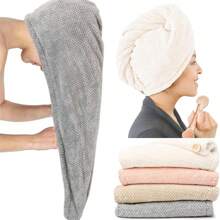 Ultra Fine Fiber Women's Super Absorbent Quick Drying Hair Towel, Buckle,Anti Frizz,1pc Back To SchoolHair Bonnet