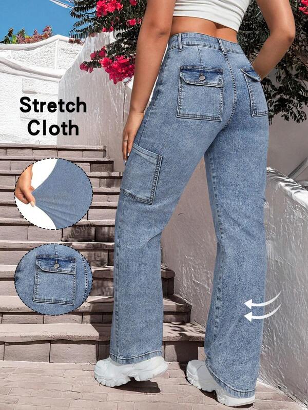 Women Straight-Leg Denim Jeans, Fashion Suitable For Summer