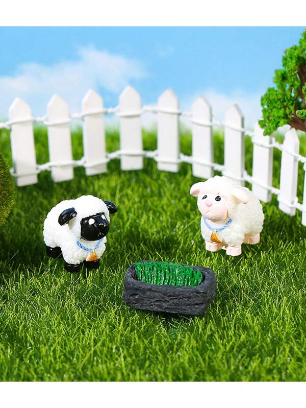 3pcs Mini Sheep Statue Decorations, Miniature Landscape Sculpture, Moss Micro Landscape Decor DIY Craft Home Decoration, Best Gift For Family And Friends, Middle Eastern Festival Decor