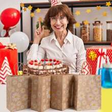 12PCS Kraft Paper Bags Daisy Flower Paper Gift Bags Brown Shopping Bags With Carrying Handle Wedding Party Favors Packaging - Brown - View 4