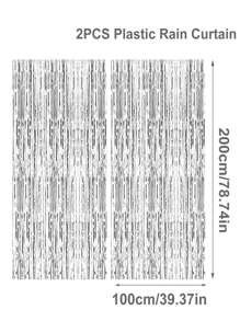 1/2/3pcs Shiny Sliver Tinsel Curtain Drizzle Curtain Party Background Decoration,Party Backdrop Metallic Foil Fringe Tinsel Curtain,Birthday Party Supplies,Gender Reveal Party Babyshower Bridal Shower Party Decor,Holiday Event Party Backdrop Decor